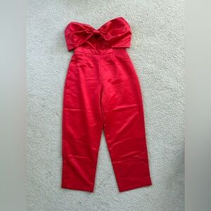Lulus Red Bow Jumpsuit